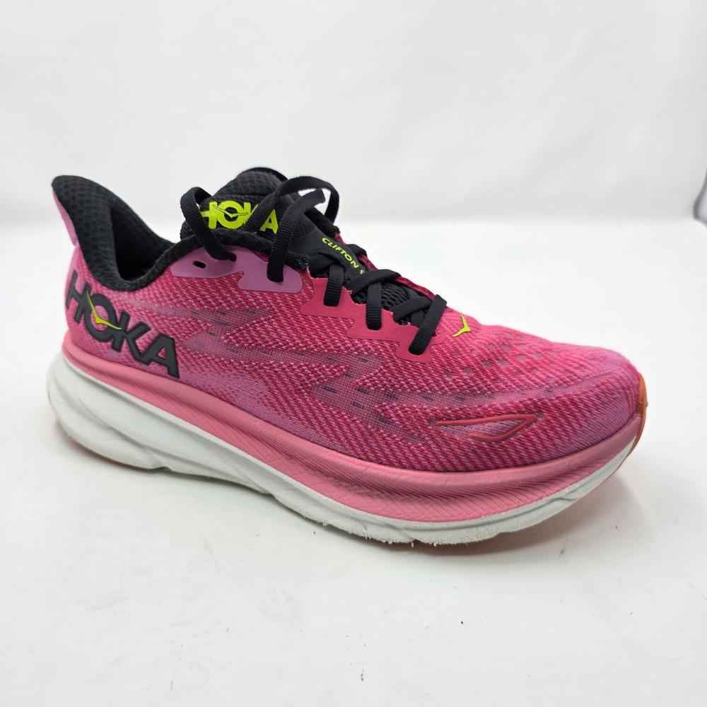 Hoka Clifton 9 Running Shoes Pink Rose White 1127896 RSRW Womens Size 8.5